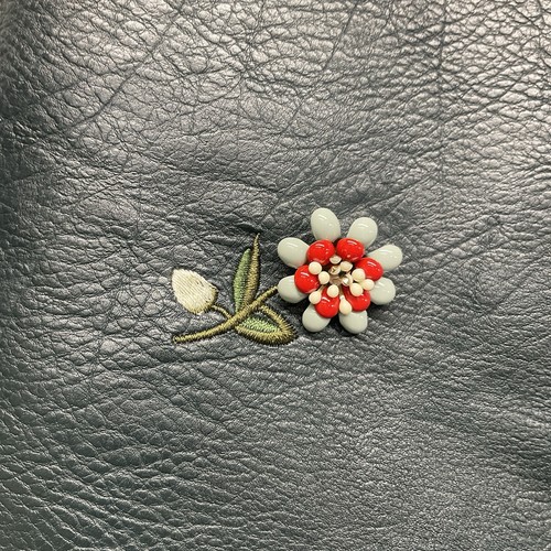 Zara Kunstleder Minirock Blumen Perlen verziert Gr. Large Bohemian Grunge - Bild 7 von 9