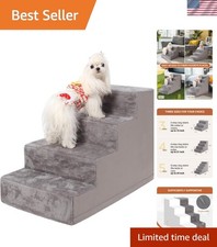 Luxurious 4-Step Dog Stairs - 17.5 Inches High, Perfect for Small Pets