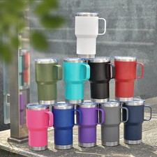20 Oz Stainless Steel Tumbler with Handle Metal Insulated Coffee Travel Mug with