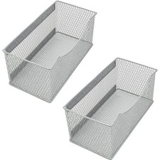 Ybm Home Wire Mesh Magnetic Storage Basket, Trash Caddy, Silver