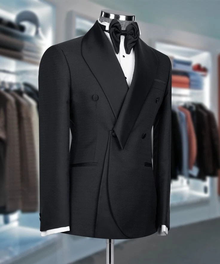 Traje formal para hombre negro de negocios 2 piezas ropa de trabajo oficial chaqueta abrigo boda novio Foto 2 de 4