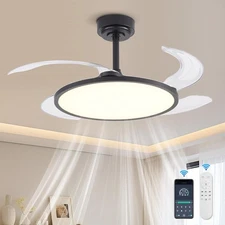 42'' Low Profile Ceiling Fan with Light Black Retractable Remote & APP Control