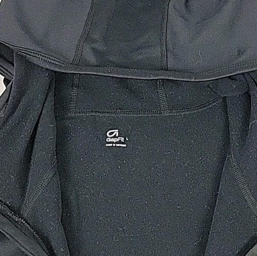 Gap Fit Size L Pullover Jacket 1/2 Zip Thumb Holes Hoodie Athleisure Black - Picture 4 of 14