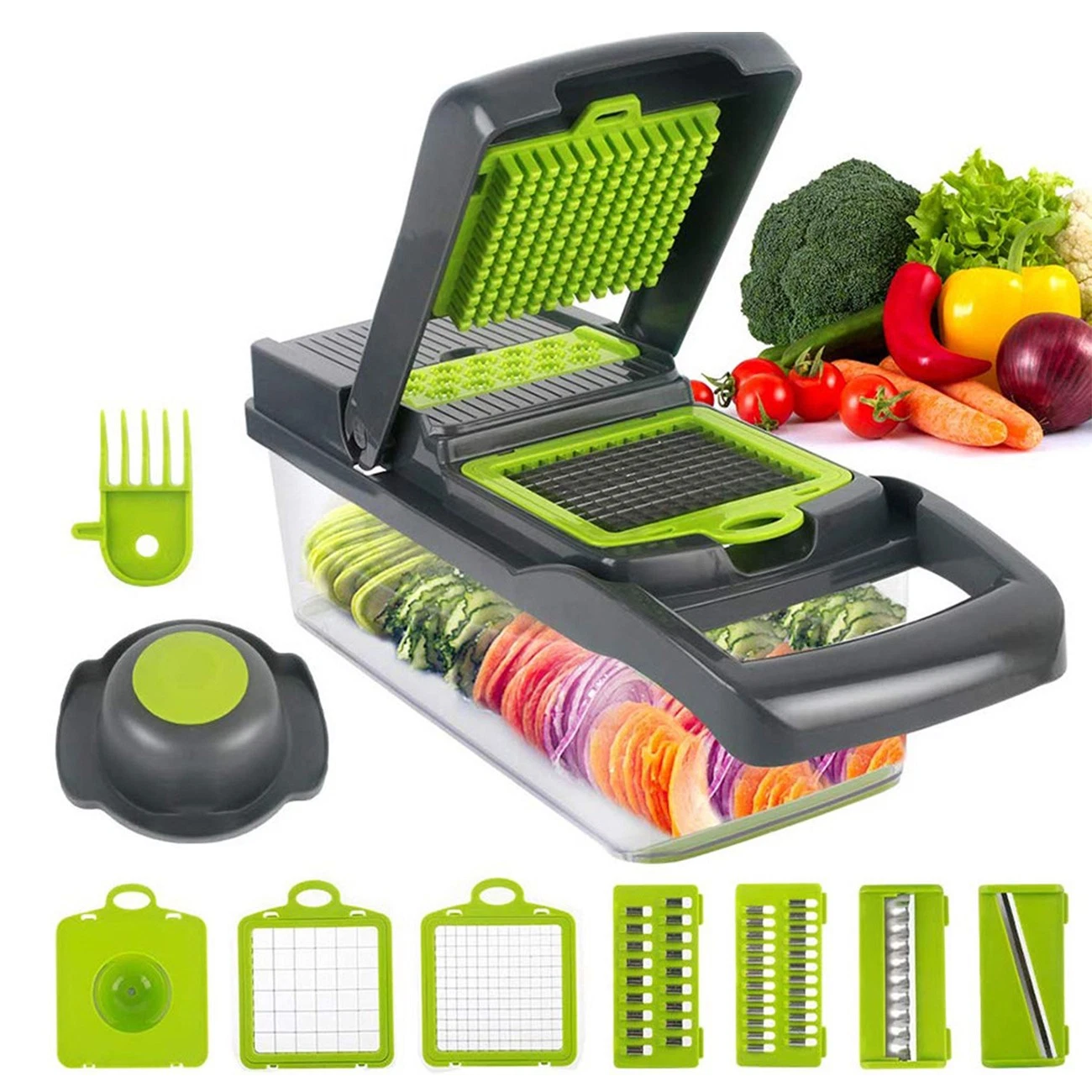 Vegetable Salad Chopper Cutter 15-in-1 Kitchen Food Onion Veggie Slicer Peelers