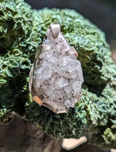 Salt And Pepper Quartz Drusy Cluster Artisan Sterling Silver Ring Sz9.75 .A35b - Bild 1 von 12