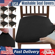 6pcs Washable Seat Covers for Dining Room Chairs, Stretch Chair Seat Covers