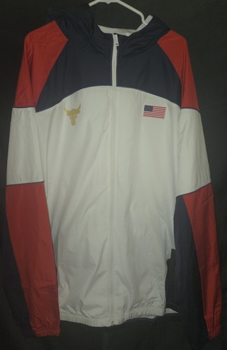 Under Armour 4XL Project Rock Team USA Full Zip Kapuzenjacke rot weiß blau