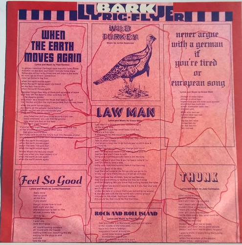 JEFERSON AIRPLANE - Bark - Vinyl LP 1971 Grunt Records FTR-1001 LYRIC SLEEVE - Imagen 7 de 8