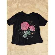 Rebellious One Black Rose Constellation Graphic Tee Shirt Women's XS