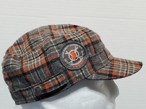 Urban Wool Blend Cadet Cap Winter Plaid Tartan Patch Hat Lined Sz L  55cm 21.5" - Afbeelding 5 van 10