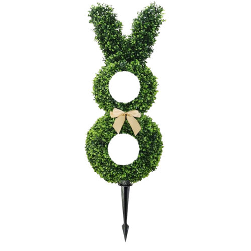Artificial Bunny Topiary Tree Pot Outdoor Easter Rabbit Shaped Plant Porch Decor - Picture 3 of 14