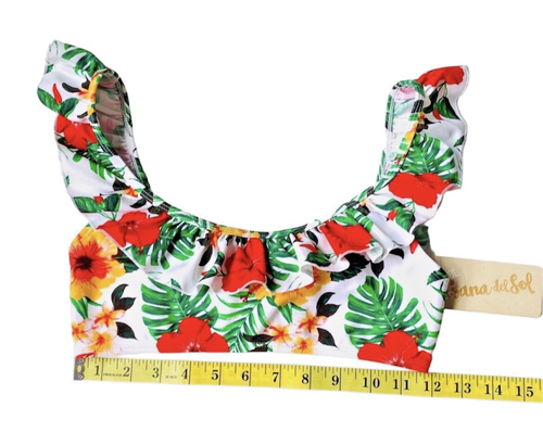 Cabana del Sol Girls Swimsuit Top Ruffle Floral Size Small Nylon Spandex New.. - Picture 7 of 11