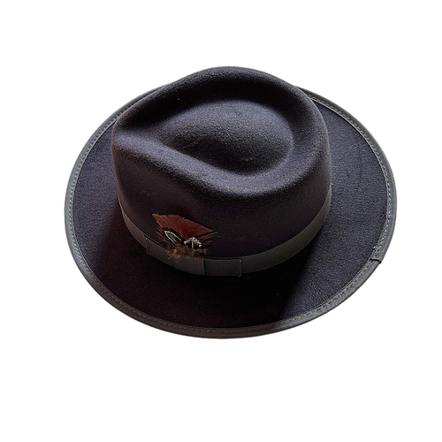 Fedora Hat For Women Men Felt Wide Brim Hat Vintage Jazz Panama Hat with Feather - Picture 18 of 19