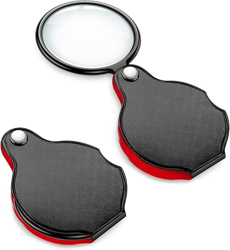 2pcs 5X Mini Pocket Magnifier Glass, Small Folding Magnifying 5X, Clear