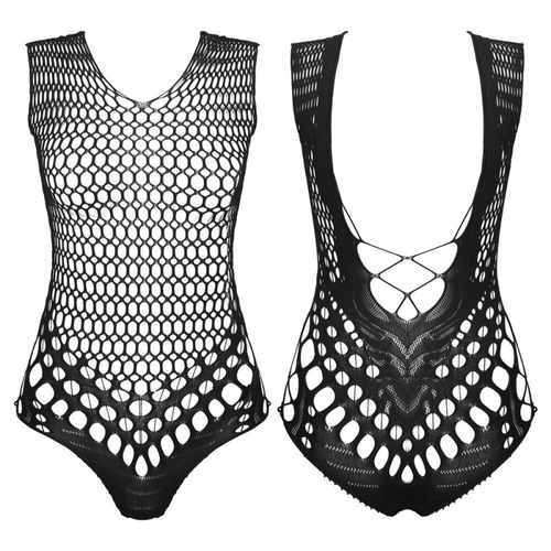 Damen Netz Body Tops ärmellos tief V Teddy Turnanzug durchsichtig Netz Nachtwäsche - Bild 7 von 19