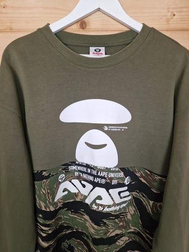 A Bathing Ape Aape Camo Jumper Medium Front Stamp Army Olive Green - Picture 2 of 21