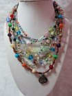 Strand of Multicolor Small Variety Beads Lot 6 Vintage Necklaces Mostly Single