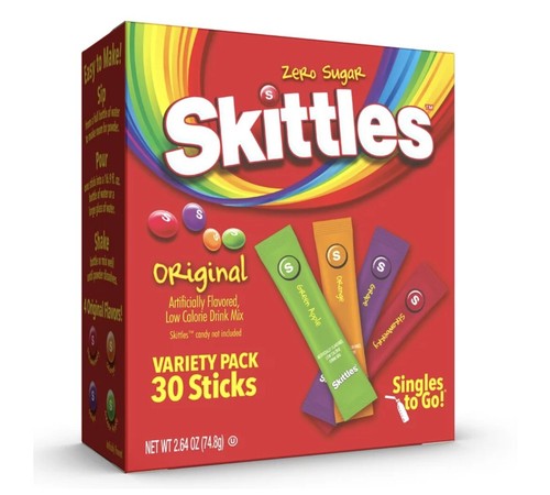 Skittles Drink Sachets Sugar Free Variety 30 Sticks US Import 4 Different Flavor - Picture 2 of 6
