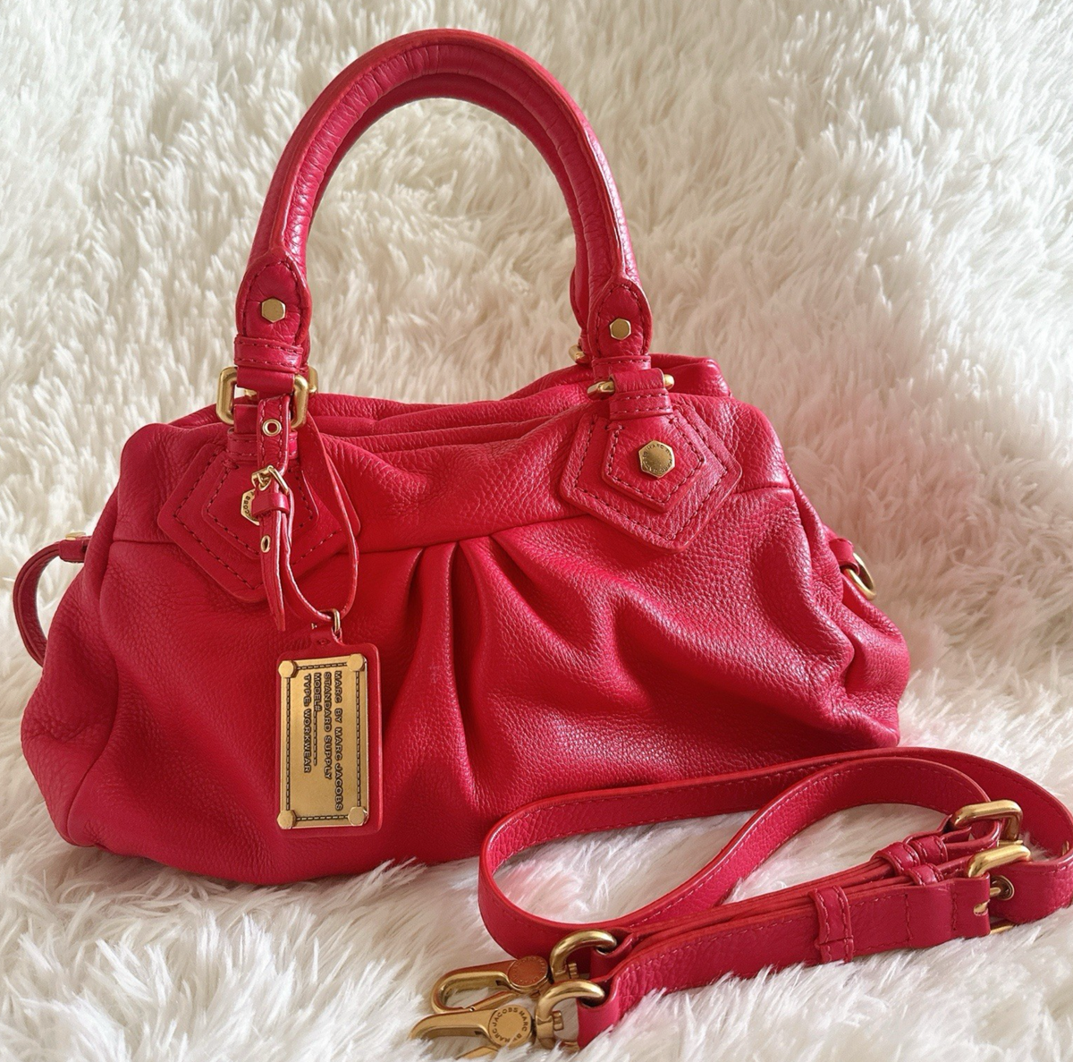本革　MARC BY MARC JACOBS 赤いハンドバッグ Marc by Marc Jacobs 2way hand shoulder Bag pink red leather