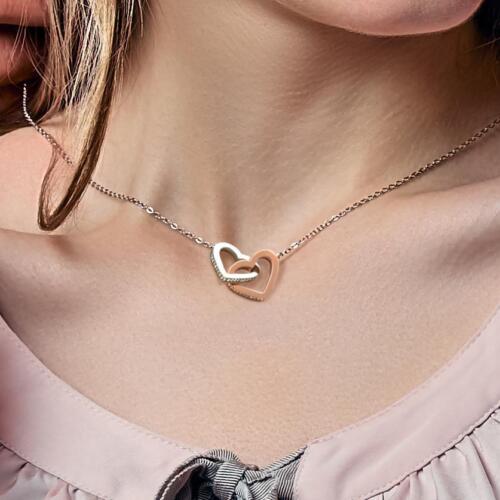 To My Soulmate / Double Heart Necklace With Gift Box and message card - Foto 12 di 12