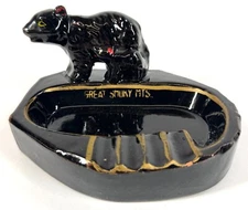 Vintage Ceramic Great Smoky Mountains Mama Baby Black Bear Cigarette Ashtray
