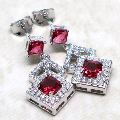 REMARKABLE 2 CT RUBY 925 STERLING SILVER STUD EARRINGS | eBay