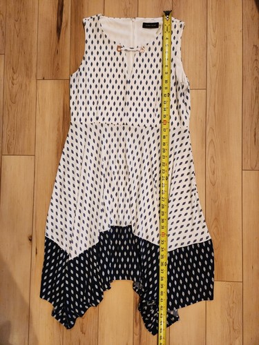 Ivanka Trump Mid Length Dress Women's XL Blue/White Geometric Allover Zip Up - Picture 5 of 10