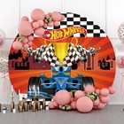 Round Hot Wheels Backdrop Racing Car Boys Birthday Party Circle Photo Background
