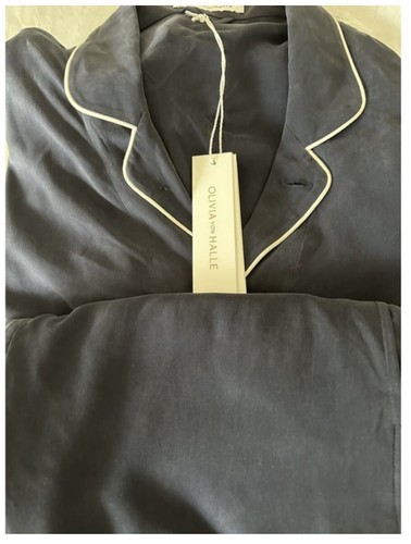 OLIVIA VON HALLE LAURENT Navy Pyjama Set In Sandwashed. New with tags - Picture 3 of 10