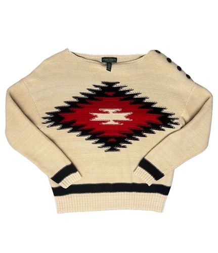 Lauren Jeans Co Ralph Lauren Women’s S Southwestern Aztec Sweater Pullover Boho - Picture 5 of 9
