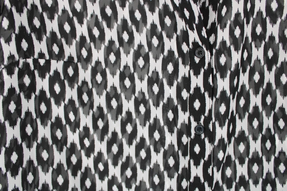 Top AB Studio para mujer talla XL negro gris estampado animal mangas 3/4 lengüeta enrollable Foto 3 de 4