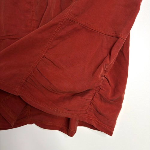XCVI Minigonna Ruched Elastica Vita Tencel Arancione Rosso Taglia XL Nuova con etichette - Foto 3 di 6