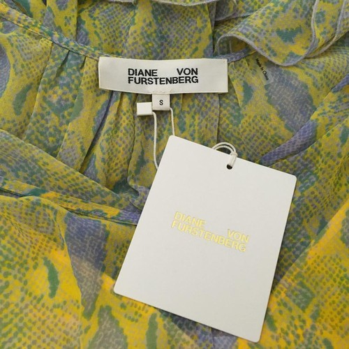 Vestido largo estampado multicolor Diane Von Furstenberg para mujer con volantes talla S - Imagen 5 de 7
