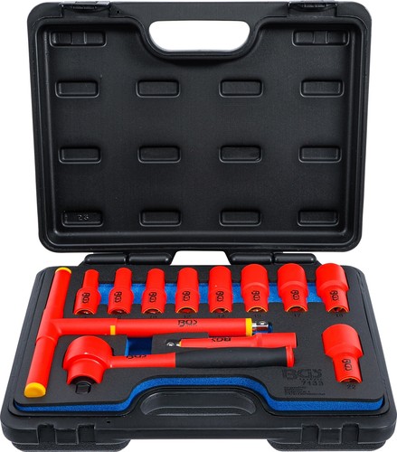 BGS VDE-Steckschlüssel-Satz | Antrieb Innenvierkant 10 mm (3/8") | SW 7 - 22 ...