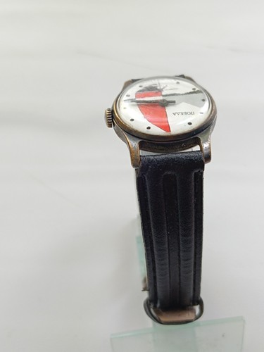 Watch Pobeda.RARE.Vintage USSR.Red Sailboat..1980s.ZIM 2602.Black Leather Strap - Picture 2 of 14