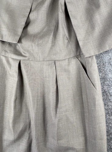 Calvin Klein Skirt Suit Size 6 Two Piece Set Brown Tan Pockets Lined Classy - Picture 2 of 8