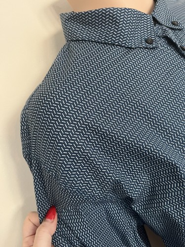 Linea Size XL blue White shirt cotton Button Regular fit casual smart Holiday - Picture 3 of 12
