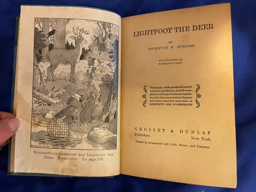 Lightfoot The Deer by Thornton W. Burgess (Green Forest Series) Hardcover, 1921 - Picture 5 of 8