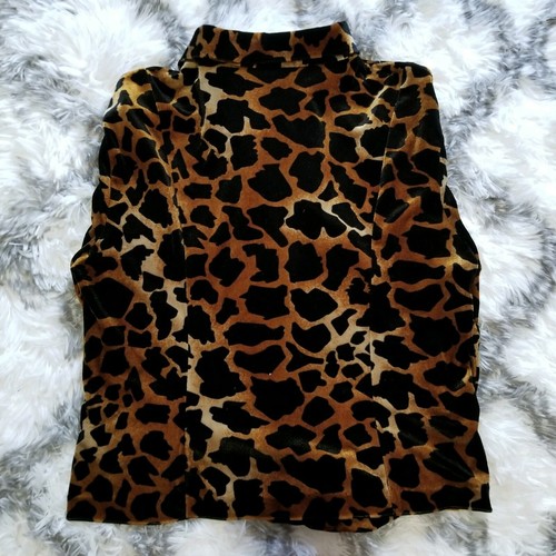 Clio Petite Full Zip Cheeta Print Jacket Brown And Black Long Sleeve Collar - Picture 4 of 5