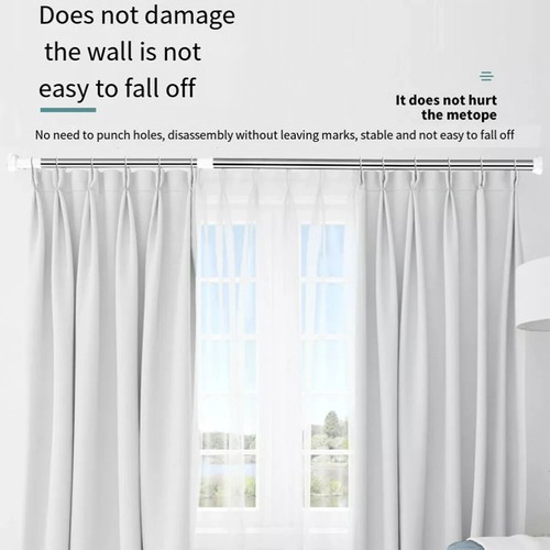 Adjustable Curtain Tension Rod Extendable Rack Shower Wind Curtain Closet Pole - Picture 11 of 12