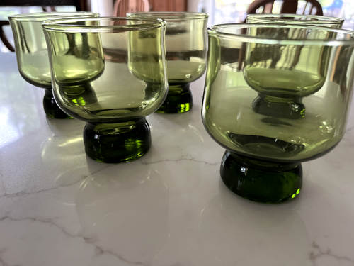 5 -- Vintage Anchor Hocking Glass Tivoli Tumblers 10 oz MCM Green On The Rocks - Picture 2 of 3