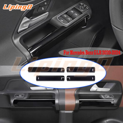 Gloss Black Inner Door Armrest Handle Cover trim For Mercedes Benz GLB 2020-2024