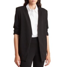 NWT T Tahari Collarless Open Front Blazer Black Small