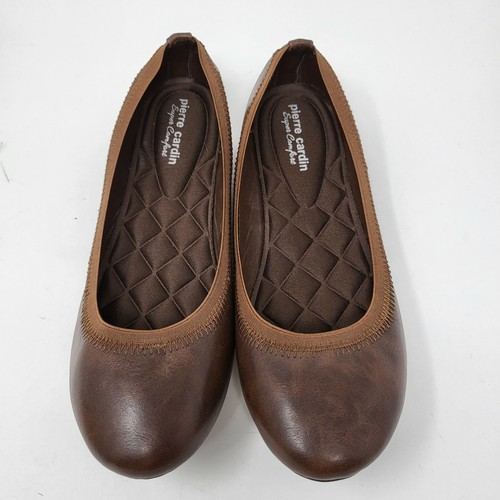 Planos de ballet de cuero sintético marrón para mujer Pierre Cardin talla 6 - Imagen 3 de 11