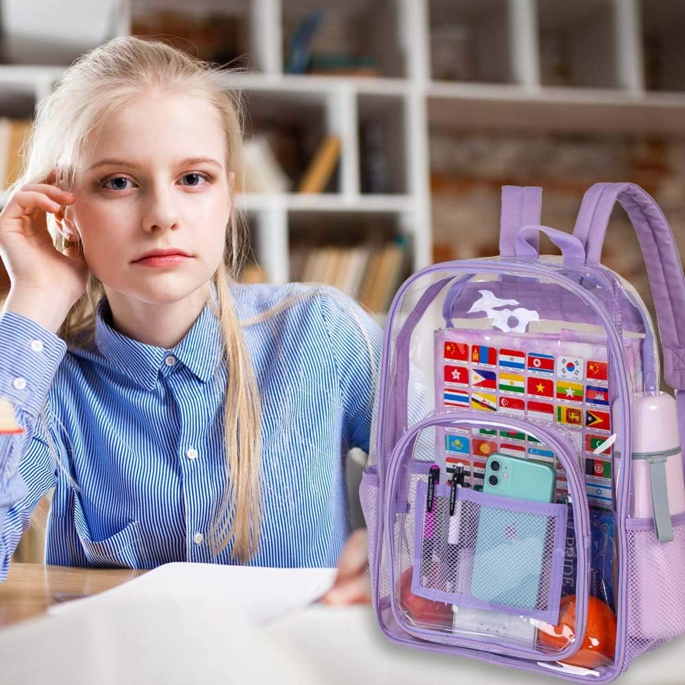 Clear Backpack Heavy Duty Transparent Bookbag Large See through PVC