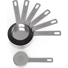 Chef Pomodoro Stainless Steel Measuring Cup Set, Nested and Stackable with 7