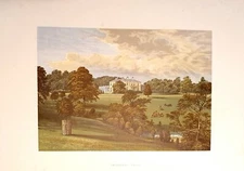 1880 Old Print = ASHCOMBE PARK = Castles Great Britain = CHROMOLITHOGRAPH V4