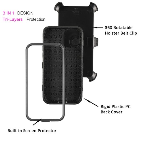 For iPhone 12/12 Mini/12 Pro Max Hybrid Holster Clip Hard Kickstand Case Cover - Picture 13 of 21