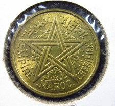 Morocco 2 Francs AH1364 1945 BU Unc Maroc Cherifian Empire Mohammed V Coin h6760