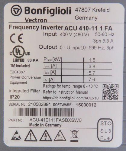 ACU 410-11 1FA, BONFIGLIOLI VECTRON - Bild 2 von 2